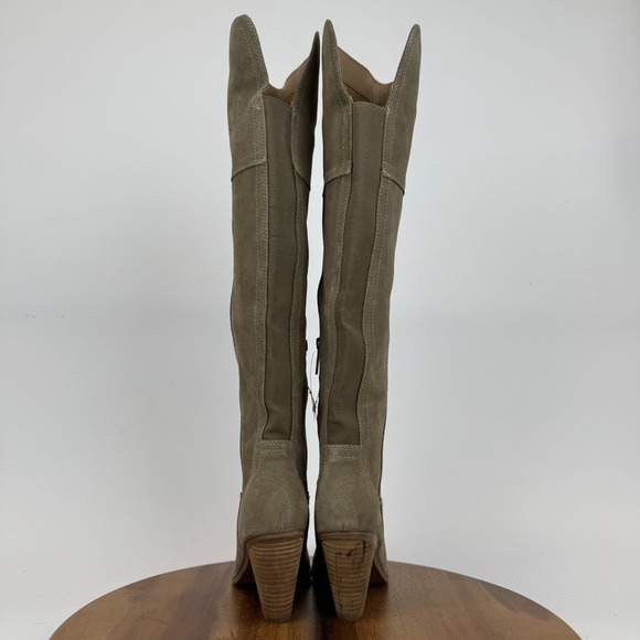New Womens Blondo Windie Taupe Suede Waterproof Heeled Over The Knee Boot Size 7 - Picture 7 of 10